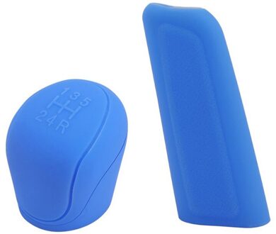 2 Stuks Universele Auto Gear Hand Pookknop Cover Siliconen Handrem Antislip Protectors Handrem Covers Blauw