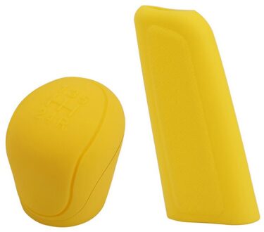 2 Stuks Universele Auto Gear Hand Pookknop Cover Siliconen Handrem Antislip Protectors Handrem Covers geel