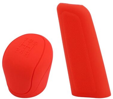 2 Stuks Universele Auto Gear Hand Pookknop Cover Siliconen Handrem Antislip Protectors Handrem Covers Rood