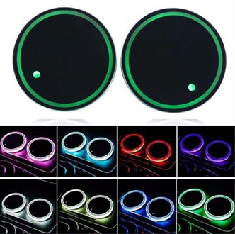 2 Stuks Universele Auto Led Bekerhouder Praktische Anti-Slip Cup Mat Licht Coaster Zonne-energie Opladen Led Verlichting Auto drinken Coaster