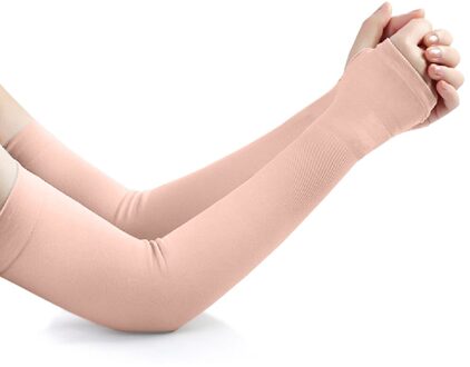 2 Stuks Uv Bescherming Arm Mouwen Fietsen Basketbal Running Ice Silk Hand Cover Stretch Zonnebrandcrème Arm Cooling Voor Vrouwen Mannen roze
