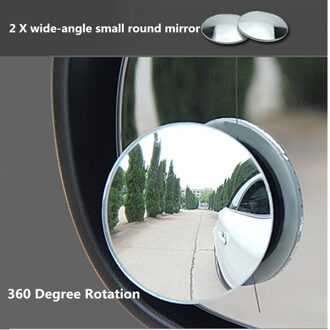 2 Stuks Verstelbare 360 Graden Universele Dodehoekspiegel Auto Reverse Frameloze Ultradunne Groothoek Ronde Convex Achteruitkijkspiegel