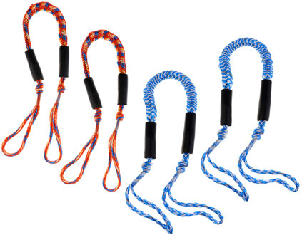 2 Stuks Verstelbare Bungee Koord 3.5ft 108 Cm-Duable Gevlochten Dockline Voor Boot-Oranje/Blauw + Blauw /Wit