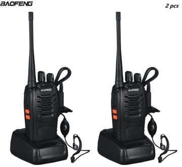 2 Stuks Vhf/Uhf Baofeng BF-888S Draagbare Radio Fm Transceiver Oplaadbare Walkie Talkie In Twee Zintuigen 5W + headset 2-Way Radio