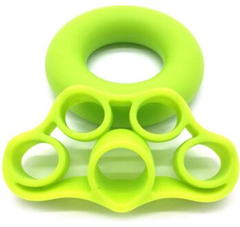 2 stuks Vinger Weerstand bands Handgreep Onderarm Pols Training Oefening Ring Pull Grips Expander Gym Fitness Apparatuur voor Thuis groen