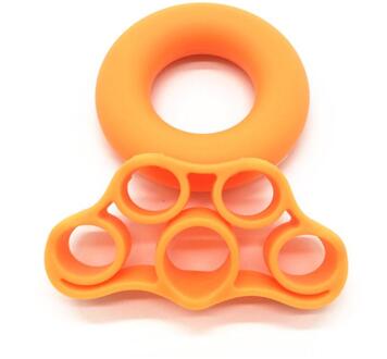 2 stuks Vinger Weerstand bands Handgreep Onderarm Pols Training Oefening Ring Pull Grips Expander Gym Fitness Apparatuur voor Thuis Oranje