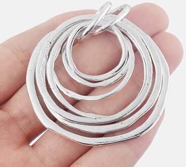 2 Stuks Vintage Grote 7 Ringen Ronde Charms Hangers Voor Diy Bevindingen Sieraden Maken 55 Mm