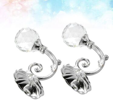 2 Stuks Vintage Hoogwaardige Zinklegering Kunstmatige Crystal Muur Tieback Gordijn Haak Towel Hanger Voor Doek-Hoed haak (Silver Grey) zilver 1