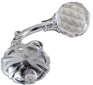 2 Stuks Vintage Hoogwaardige Zinklegering Kunstmatige Crystal Muur Tieback Gordijn Haak Towel Hanger Voor Doek-Hoed haak (Silver Grey) zilver