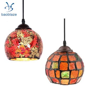 2 Stuks Vintage Opknoping Licht Mozaïek Hanger Plafond Lampenkap