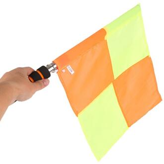 2 Stuks Voetbal Scheidsrechter Vlaggen Grensrechter Vlag Padded Grips Rood En Geel Gevierendeeld Vlag Voetbal Scheidsrechter Vlaggen