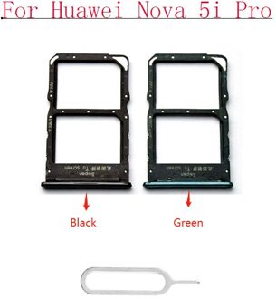 2/Stuks Voor Huawei Nova 5i Pro Vervangende Sim-kaart Lade Houder Slot Adapter Met Card Pin Spare onderdelen zwart