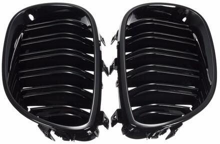 2 Stuks Voor Roosters Nier Grill Heldere Zwarte Dubbele Lijn Grille Voor Bmw E60 E61 5 Serie 2003 front Nieren