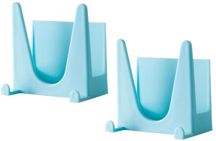2 Stuks Wandmontage Plastic Pan Deksel Rack Pot Deksel Houder Keuken Koken Tool Organizer Opslag Plank Blauw