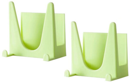 2 Stuks Wandmontage Plastic Pan Deksel Rack Pot Deksel Houder Keuken Koken Tool Organizer Opslag Plank Groen