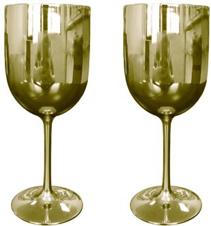2 Stuks Wijnglas Champagne Coupes Cocktail Glas Party Champagne Fluiten Wijn Cup Goblet Plastic Glazen Voor Champagne goud