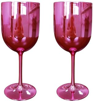 2 Stuks Wijnglas Champagne Coupes Cocktail Glas Party Champagne Fluiten Wijn Cup Goblet Plastic Glazen Voor Champagne Roze