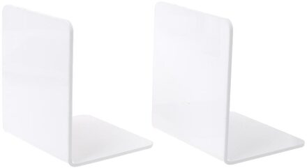 2 Stuks Wit Acryl Boekensteunen L-Vormige Desk Organizer Desktop Boek Houder School Stationery Office Accessoires 090F