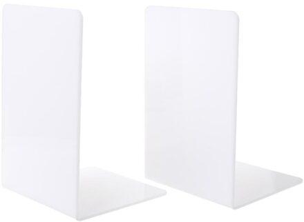 2 Stuks Wit Acryl Boekensteunen L-Vormige Desk Organizer Desktop Boek Houder School Stationery Office Accessoires W0YE