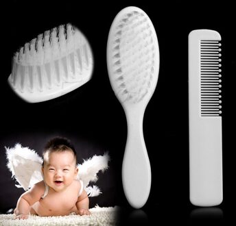 2 Stuks Wit Veiligheid Zachte Baby Haar Borstel Set Baby Kam Grooming Douche Pack Kit !