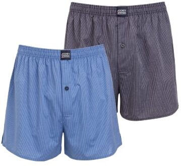 2 stuks Woven Boxer Shorts 3XL-6XL Versch.kleure/Patroon,Blauw,Grijs,Wit - 3XL,4XL,5XL,6XL