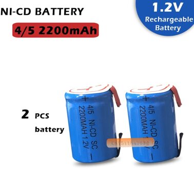 2 Stuks X Ni-Cd 4/5 Subc Sub C 1.2V 2200 Mah Oplaadbare Batterij Met Tab-Blauw kleur