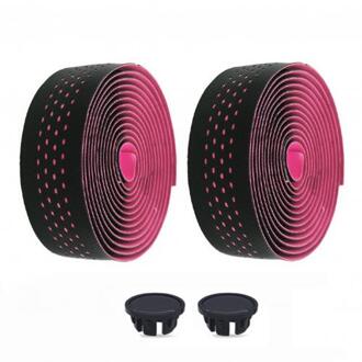 2 Stuks Zachte Racefiets Fietsstuur Tape Kurk Eva Pu Handvat Bar Tape Professionele Fietsen Demping Anti-Vibratie wrap Fiets Roze
