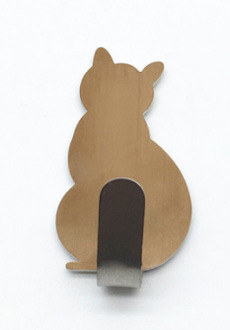 2 Stuks Zelfklevende Haken Kat Patroon Opslag Houder Voor Badkamer Keuken Hanger Stick Op Wall Opknoping Deur Kleding Handdoek rekken 2stk goud