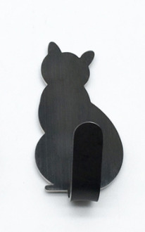 2 Stuks Zelfklevende Haken Kat Patroon Opslag Houder Voor Badkamer Keuken Hanger Stick Op Wall Opknoping Deur Kleding Handdoek rekken 2stk grijs