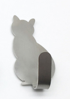 2 Stuks Zelfklevende Haken Kat Patroon Opslag Houder Voor Badkamer Keuken Hanger Stick Op Wall Opknoping Deur Kleding Handdoek rekken 2stk zilver