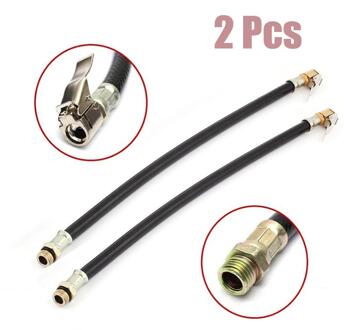 2 Stuks Zelfsluitende Bandenspanning Meter Air Inflator Rubber Slang 370Mm Zinklegering Voor Motorfiets Chuck Auto fiets