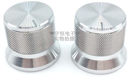 2 Stuks Zilveren Aluminium Legering Mesh Hoed Type Knop Diameter 20Mm Hoogte 17Mm Half As Gat Potentiometer Encoder switch Cap
