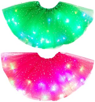 2 Stuks Zomer Jurk Kinderen Meisjes Baby Sequin Tutu Rok Led Light Up Pettiskirt Ballet Kleding Meisje Jurk Baby kleding Set #40 F