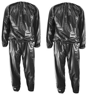 2 Stuks Zware Fitness Gewichtsverlies Zweet Sauna Pak Oefening Gym Anti-Rip Zwart, L & Xxl