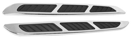 2 Stuks Zwart 3D Auto Chrome Grille Shark Gill Simulatie Air Flow Vent Fender Sticker