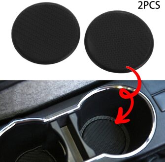 2 stuks Zwarte Auto Auto Water Cup Slot Antislip Carbon Fiber Mat Accessoires auto interieur accessoires other
