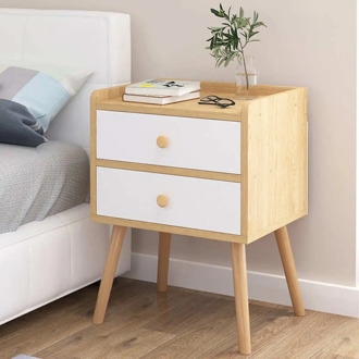 2 Style Modern Nordic Simple Bedside Table Storage Cabinet Home Solid Wood Bedside Small Cabinet Shelf Bedroom Storage Organizer