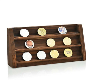 2 Styles Coin Display Stand Coin Case Collector Wooden Coin Storage Shelves Collectible Coins Holder Display Album Coin Case