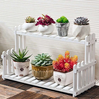 2 Tier Balcony Flower Pot Holder Rack Plant Shelves Stands Indoor Nordic Garden Plant Pot Shelves Flower Display Stands