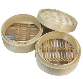 2 Tier Bamboe Stoomboot Met Dampende Manden En Deksel Chinese Keuken Kookgerei Voor Koken Vis Stijgen Pasta Groenten Dim Sum