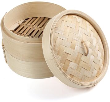 2 Tier Koken Bamboe Stoomboot Voor Voedsel Dumplings Vis Rijst Groente Handgemaakte Stoomboot Mand Lade Thuis Keuken Koken Tool