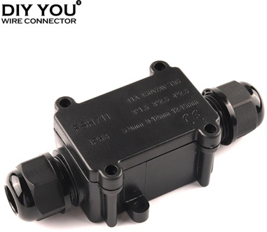 2 Way IP68 41A/450V External Waterproof Cable Electrical Junction Box With terminal for Outdoor Led Light Wiring Accessories