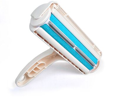 2-Way Pet Hair Remover Roller Lint Steken Roller Verwijderen Hond Kat Haar Van Meubels Tapijten Kleding Een Hand bedienen Blauw