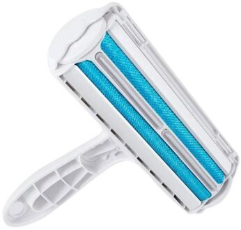 2-Way Pet Hair Remover Roller Verwijderen Hond Kat Haar Van Meubels Zelfreinigende Lint Pet Hair Remover een Hand Bedienen Blauw