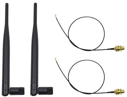 2 X 6dBi 2.4Ghz 5Ghz Dual Band Wifi RP-SMA Antenne + 2X35Cm U. Fl/Ipex Kabel