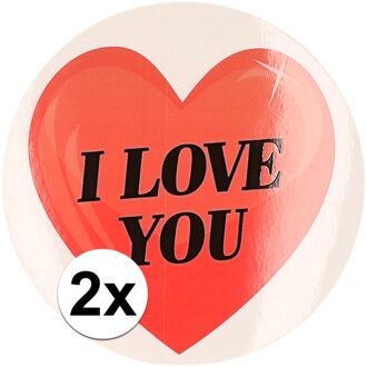 2 x Cadeaustickers I Love You hart 9 cm