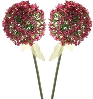 2 x Kunstbloemen steelbloem roze/rode sierui 70 cm - Kunstbloemen