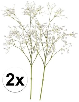 2 x Kunstbloemen steelbloem wit gipskruid 65 cm - Kunstbloemen