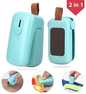 2 X Mini Film Verzegeling Vacuüm Sealer 2 In 1 Tas Handig groen