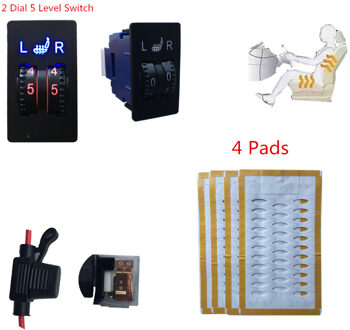 2 Zetels Geïnstalleerd 5 Positie Schakelaar Universele Auto Carbon Fiber Seat Verwarming Heater 12 V Pads Winter Warmer Stoelhoezen wit